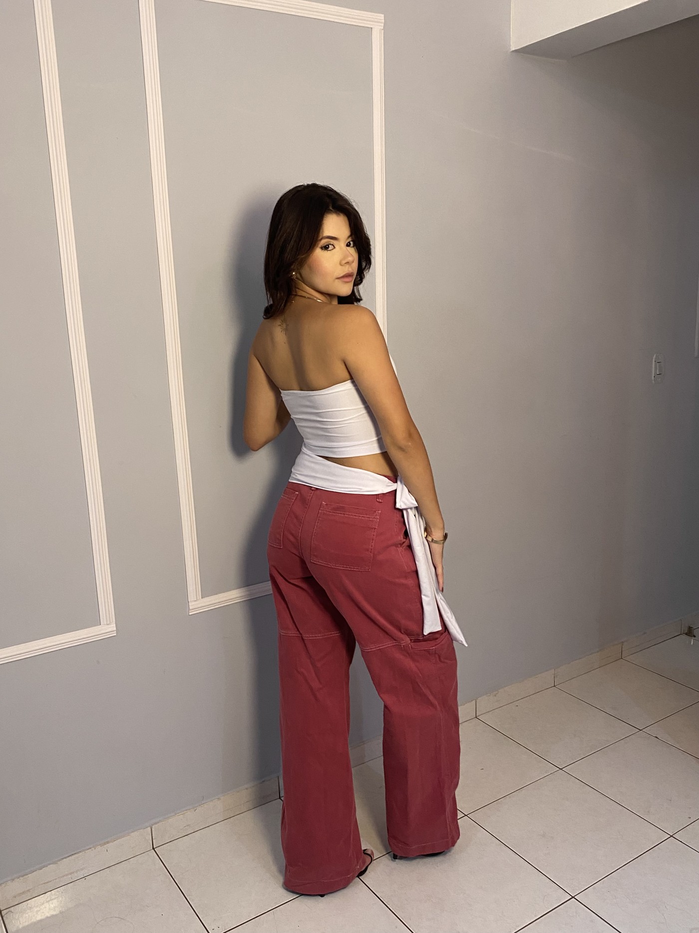 Top Faixa Branco — Off White — costas