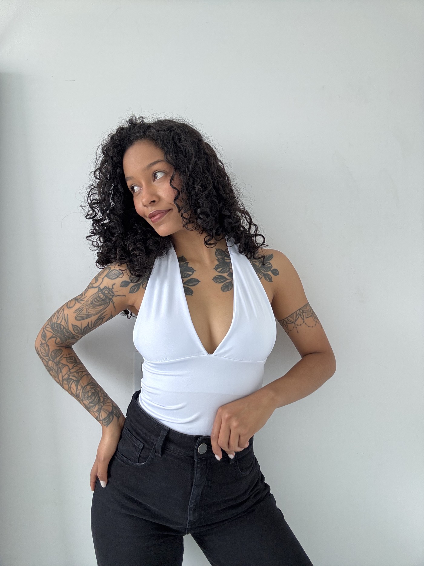Top Frente Única Branco — Branco — 3/4