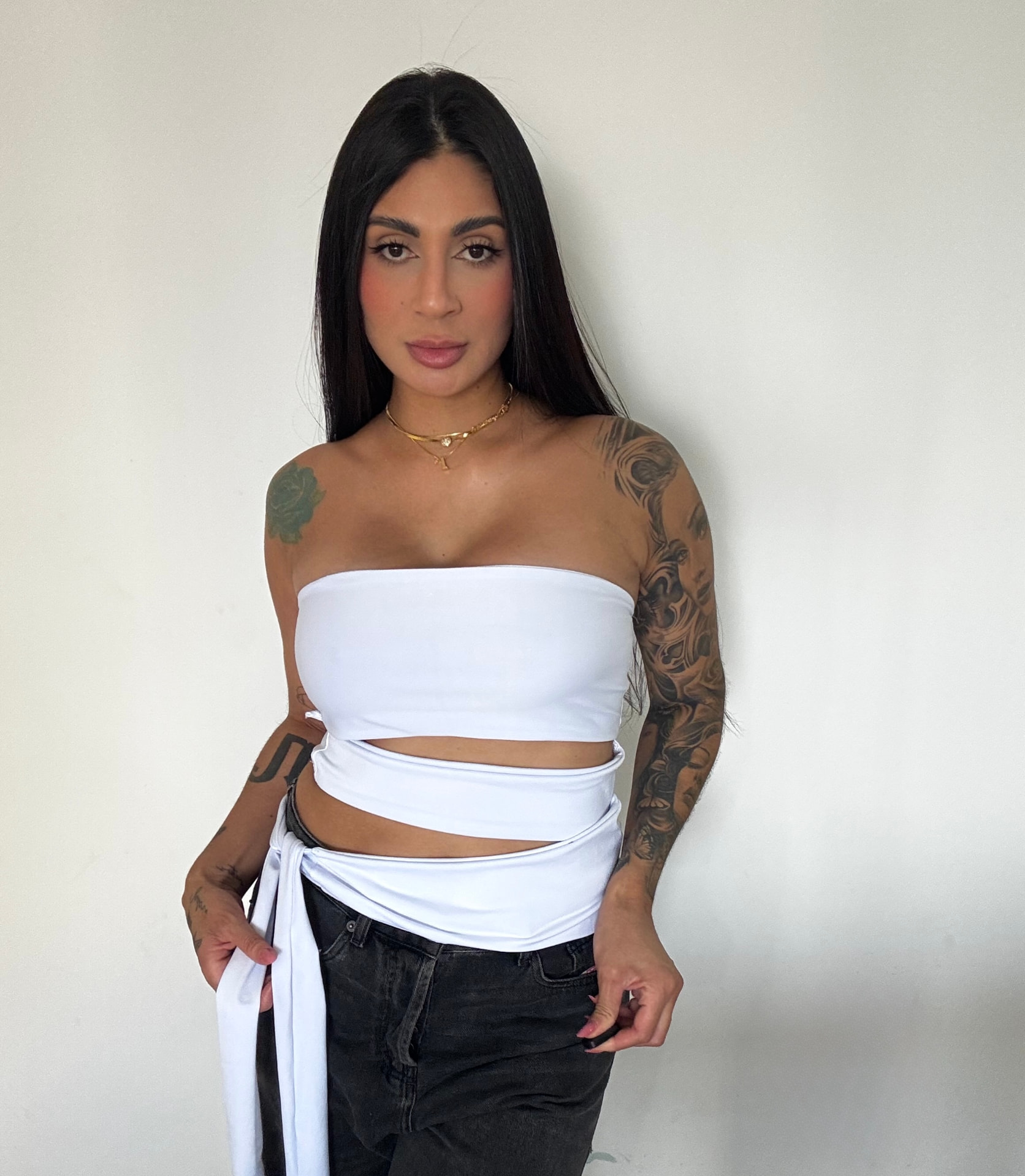 Top Faixa Branco — Off White — frente 2
